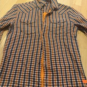 Scotch & soda — Men's Orange and Black Checkered Shirt